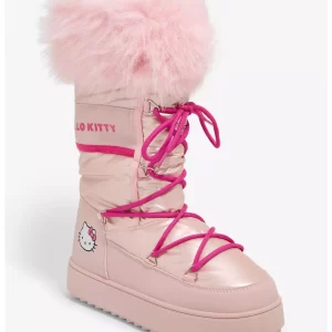 Sanrio Products Hello Kitty Pink Fuzzy Puffer Boots